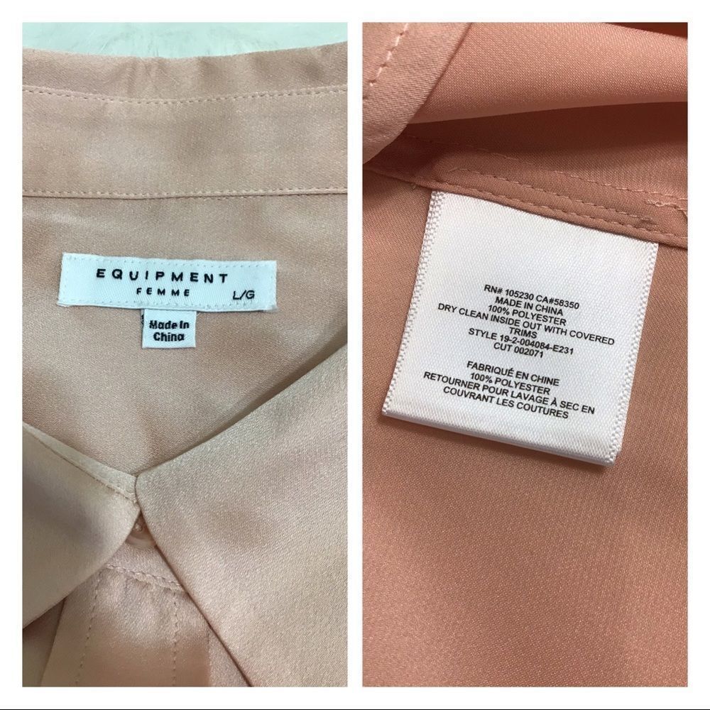Equipment Satin Silk Signature Slim Blouse New  Size Large Rose New Size Large - Picture 8 of 8